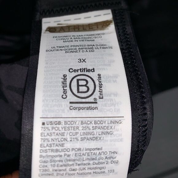 Athleta Ultimate Printed Bra 3X D DD+ Camo Adjustable Band NWT - Picture 8 of 10